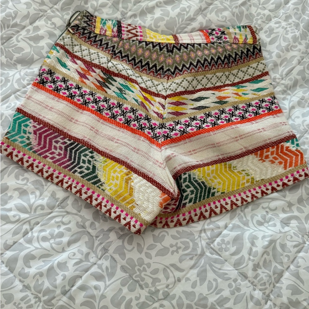 Quinn Red and Pink High Waist Shorts with Intricate Patterns
